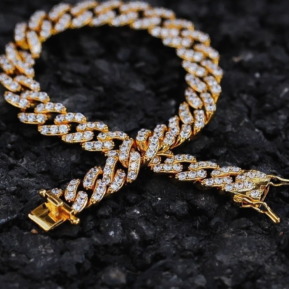 14k Gold Plated Large Simulated Diamond Bracelet